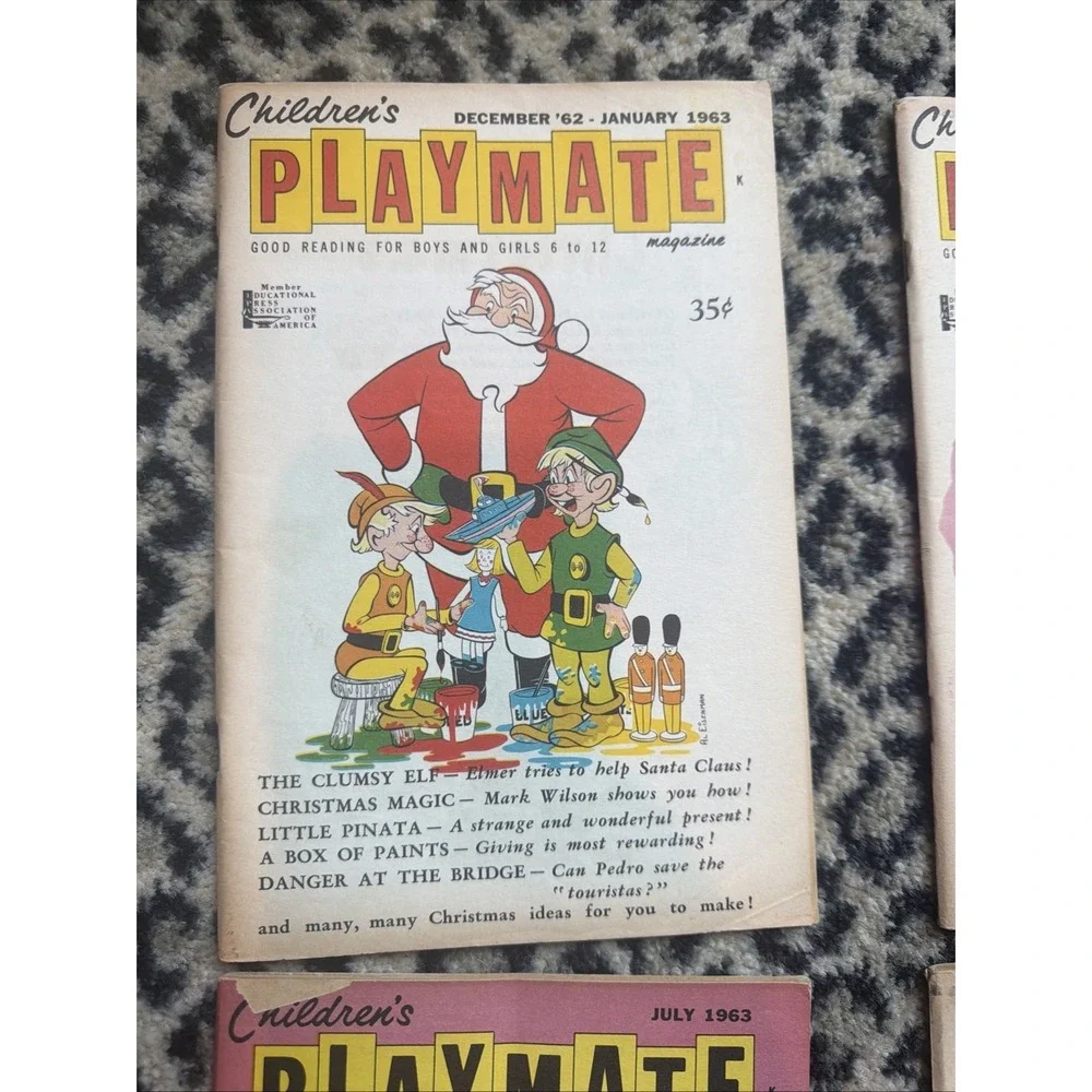VTG Lot of 8 Children's Playmate Magazines 1962-65 Puzzles Great Pics Ephemera